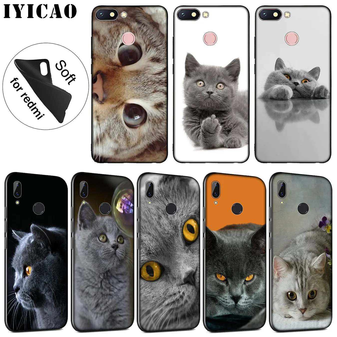 IYICAO British Shorthair cat Top Design Soft Silicone Case for Xiaomi Redmi K20 7A 6A 5A S2 4X 4A GO Note 8 7 5 Plus 6 Pro Cover
IYICAO British Shorthair cat Top Design Soft Silicone Case for Xiaomi Redmi K20 7A 6A 5A S2 4X 4A GO Note 8 7 5 Plus 6 Pro Cover