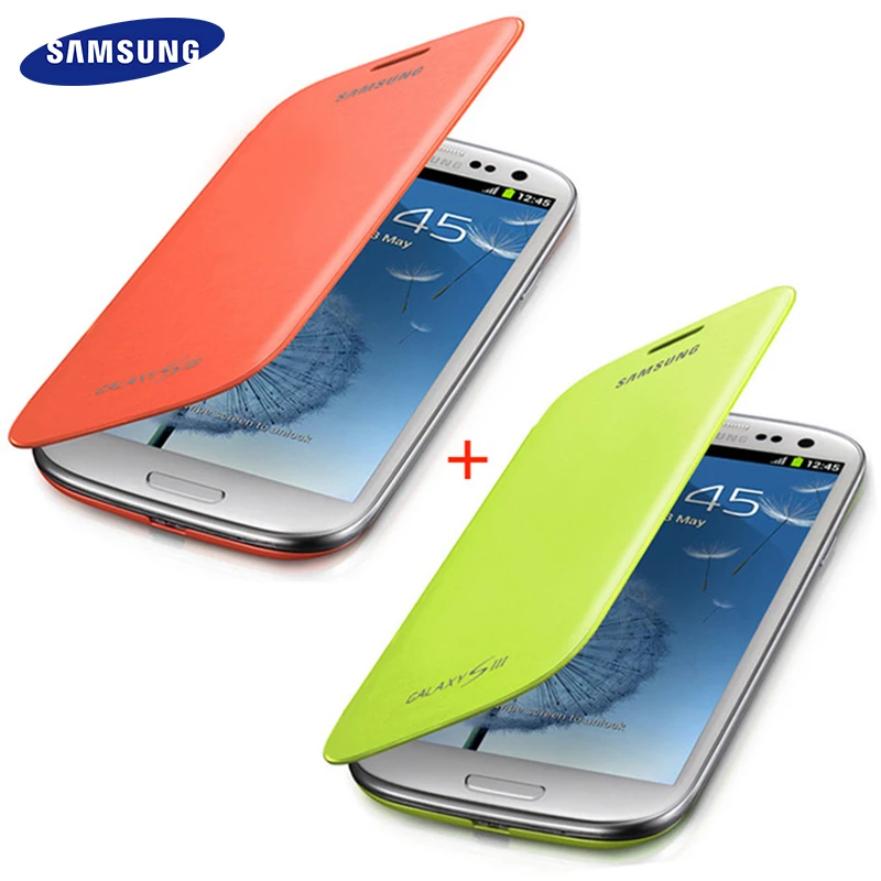 

Samsung S3 Case Flip Cover 100% Original Galaxy SIII S 3 i9300 Anti-Knock Anti Fingerprint Proctect Camera