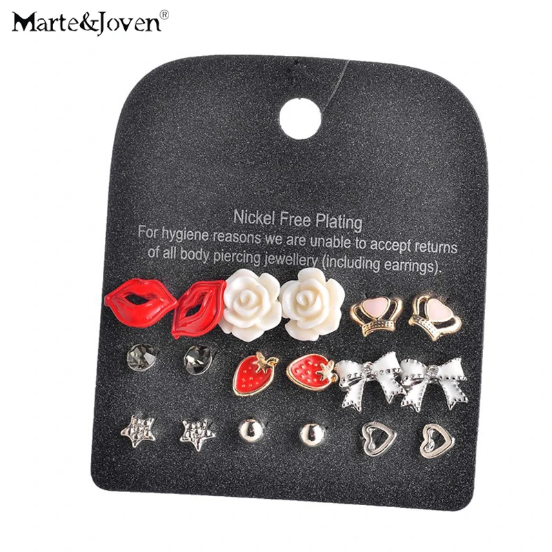 9 Pairs Sets Personality Red Lips Heart Star Butterfly Flower Trophy Mixed Combination Lovely Stud Earrings Set for Women
9 Pairs Sets Personality Red Lips Heart Star Butterfly Flower Trophy Mixed Combination Lovely Stud Earrings Set for Women