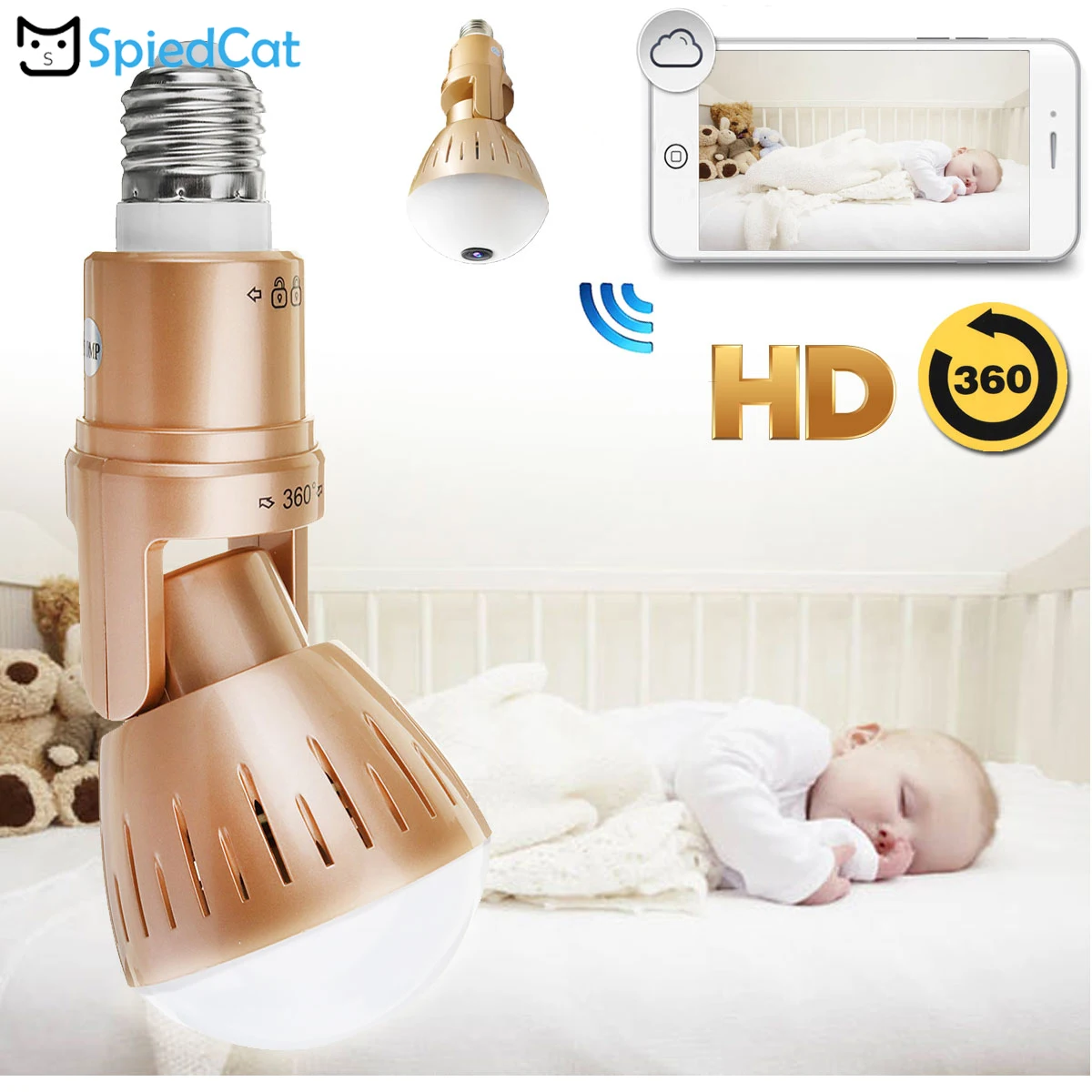 360 Degree Panoramic Fisheye IP Wifi Wireless HD Surveillance Home Security Night vision Bulb Lamp CCTV Two Way Audio P2P Camera
360 Degree Panoramic Fisheye IP Wifi Wireless HD Surveillance Home Security Night vision Bulb Lamp CCTV Two Way Audio P2P Camera