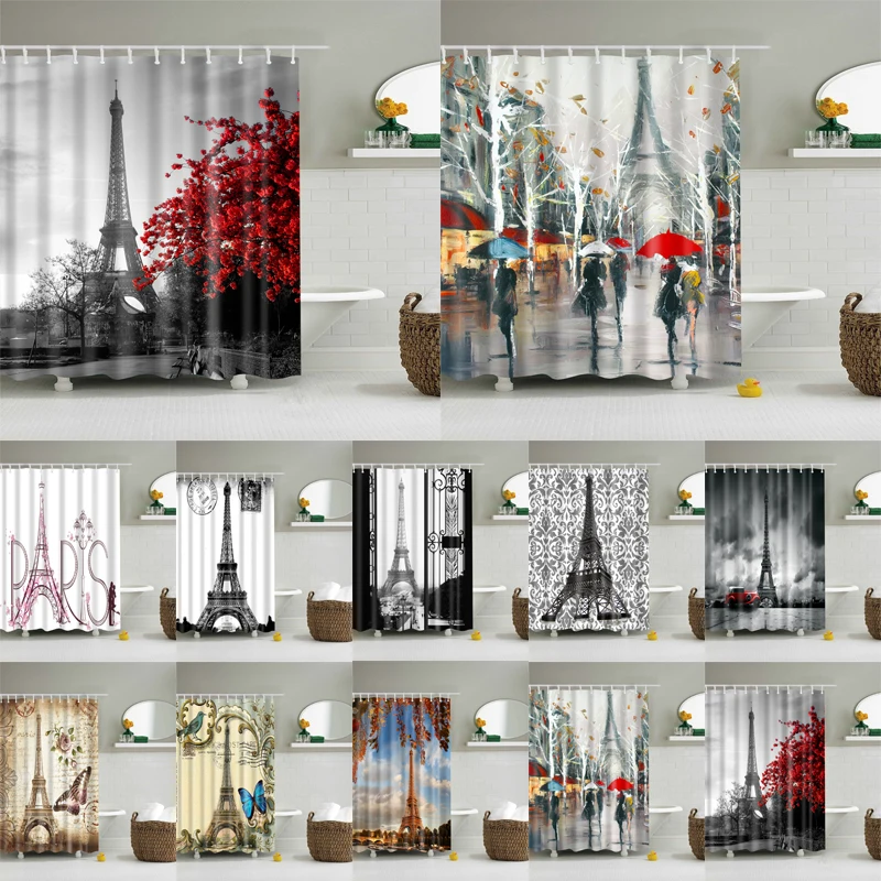 High Quality Paris Landscape Shower Curtain Waterproof Polyester Fabric Bath Curtain for The Bathroom Home Decoration
High Quality Paris Landscape Shower Curtain Waterproof Polyester Fabric Bath Curtain for The Bathroom Home Decoration