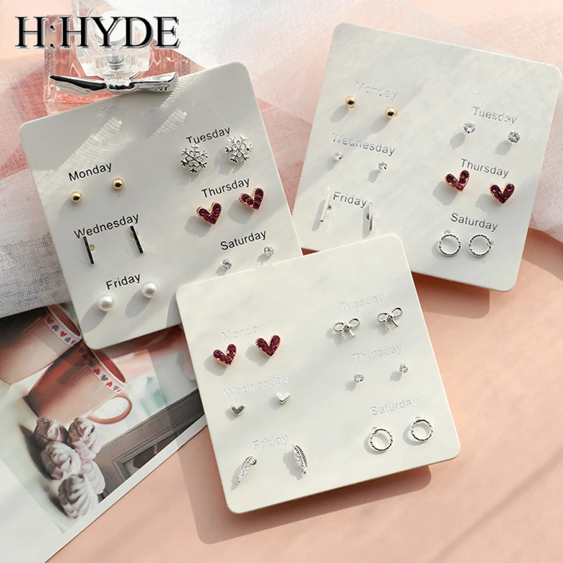 H:HYDE 2019 New Earrings Sets for Women Stars Heart Crystal Cute Earrings Fashion Jewelry Monday To Saturday 6 Pairs Earrings
H:HYDE 2019 New Earrings Sets for Women Stars Heart Crystal Cute Earrings Fashion Jewelry Monday To Saturday 6 Pairs Earrings