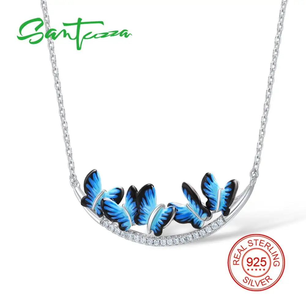 SANTUZZA Silver Butterflies Necklace For Woman Necklace White Cubic Zirconia Stones Party Fashion Jewelry HANDMADE Enamel
SANTUZZA Silver Butterflies Necklace For Woman Necklace White Cubic Zirconia Stones Party Fashion Jewelry HANDMADE Enamel