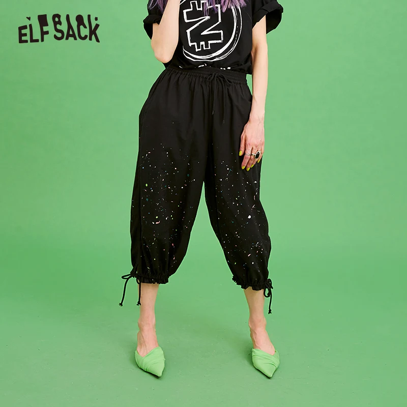 ELF SACK Black Oil Print Women Harem Pants 2019 Summer Cotton Mid Waist Streetwear Female Trousers Fashion Painted Woman Bottoms
ELF SACK Black Oil Print Women Harem Pants 2019 Summer Cotton Mid Waist Streetwear Female Trousers Fashion Painted Woman Bottoms