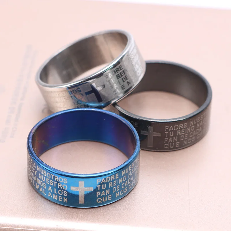 Classic New Stainless Steel Rings Cross Bible Men Women Males Ring Blue Silver Black Punk Style Party Ring Anel Free S
Classic New Stainless Steel Rings Cross Bible Men Women Males Ring Blue Silver Black Punk Style Party Ring Anel Free S