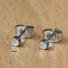 316 L круглые серьги-гвоздики из нержавеющей стали 3 мм без выцветания без аллергии(China)