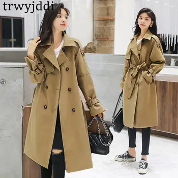 2020 Female Solid Spring Autumn Long Trench With Belt Women Full Sleeve Double Breasted Coat Blue Khaki Street Casual Korean
2020 Female Solid Spring Autumn Long Trench With Belt Women Full Sleeve Double Breasted Coat Blue Khaki Street Casual Korean