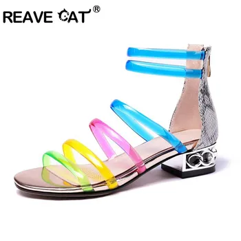 REAVE CAT 2019 top quality gladiator sandals women clear pvc square low heels summer ladies shoes sandalia feminina
REAVE CAT 2019 top quality gladiator sandals women clear pvc square low heels summer ladies shoes sandalia feminina