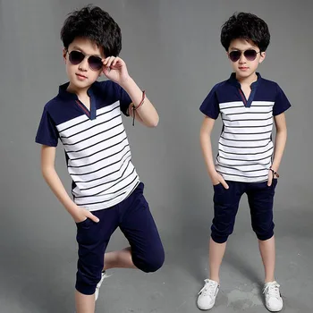 Summer Clothing Sets For Boys 2019 Cotton Big Boy Shirts Pants 2Pcs Casual Striped Boys Suits Teenager Children Clothing 4-16T
Summer Clothing Sets For Boys 2019 Cotton Big Boy Shirts Pants 2Pcs Casual Striped Boys Suits Teenager Children Clothing 4-16T