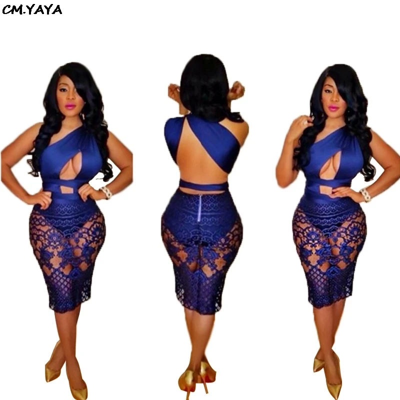 2019 new women summer one shoulder open back lace embroiday hollow out splicing dress knee length bodycon midi dresses SMR8084
2019 new women summer one shoulder open back lace embroiday hollow out splicing dress knee length bodycon midi dresses SMR8084
