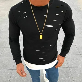 Spring/AutumnFake Two Pieces Hole Irregular Mens T-Shirt Good Quality Patchwork Elastic Long Sleeve Male Solid O-Neck T Shirt
Spring/AutumnFake Two Pieces Hole Irregular Mens T-Shirt Good Quality Patchwork Elastic Long Sleeve Male Solid O-Neck T Shirt