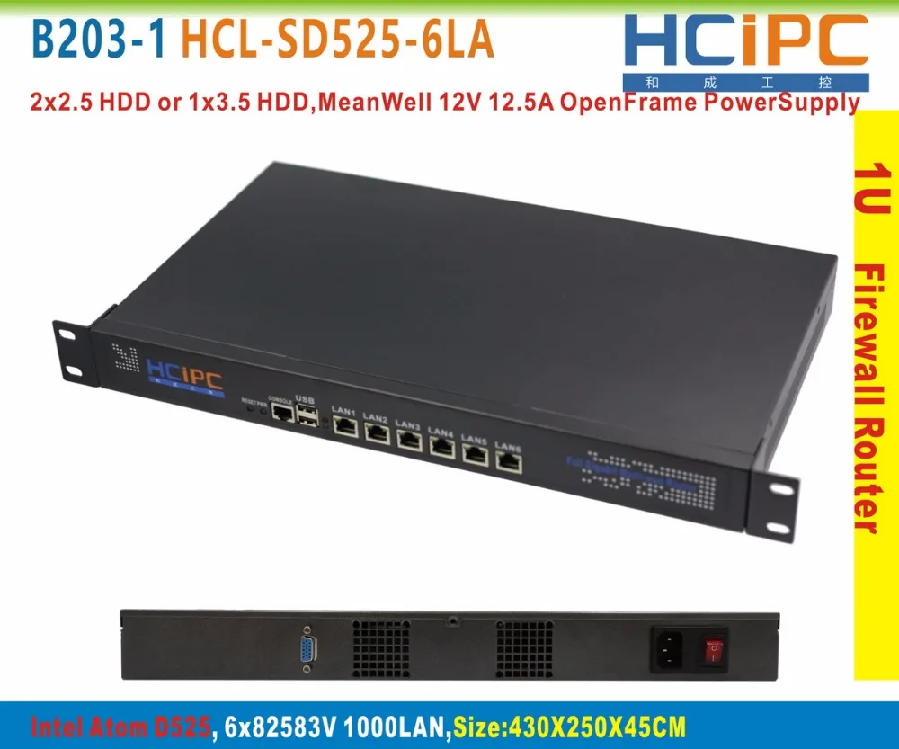 HCiPC B203-1 HCL-SD525-6LA-System, ATOM D525,6LAN 1U Firewall System/Router, 6x82583V LAN Router, Firewall Motherboard
HCiPC B203-1 HCL-SD525-6LA-System, ATOM D525,6LAN 1U Firewall System/Router, 6x82583V LAN Router, Firewall Motherboard