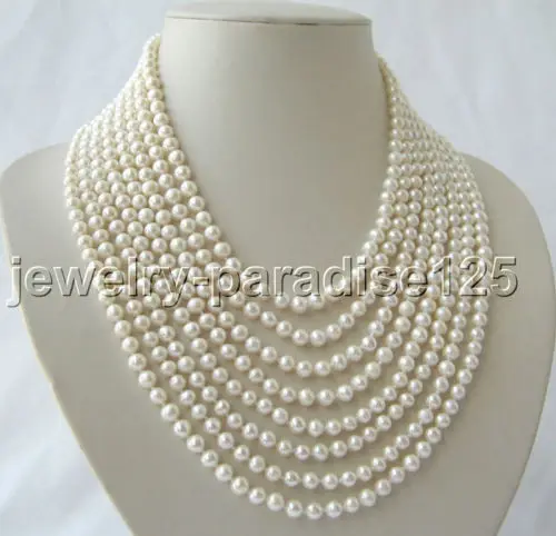 Beautiful 17-24" 8row 6mm natural white round freshwater pearl necklace-925 silv (A0511)
Beautiful 17-24" 8row 6mm natural white round freshwater pearl necklace-925 silv (A0511)