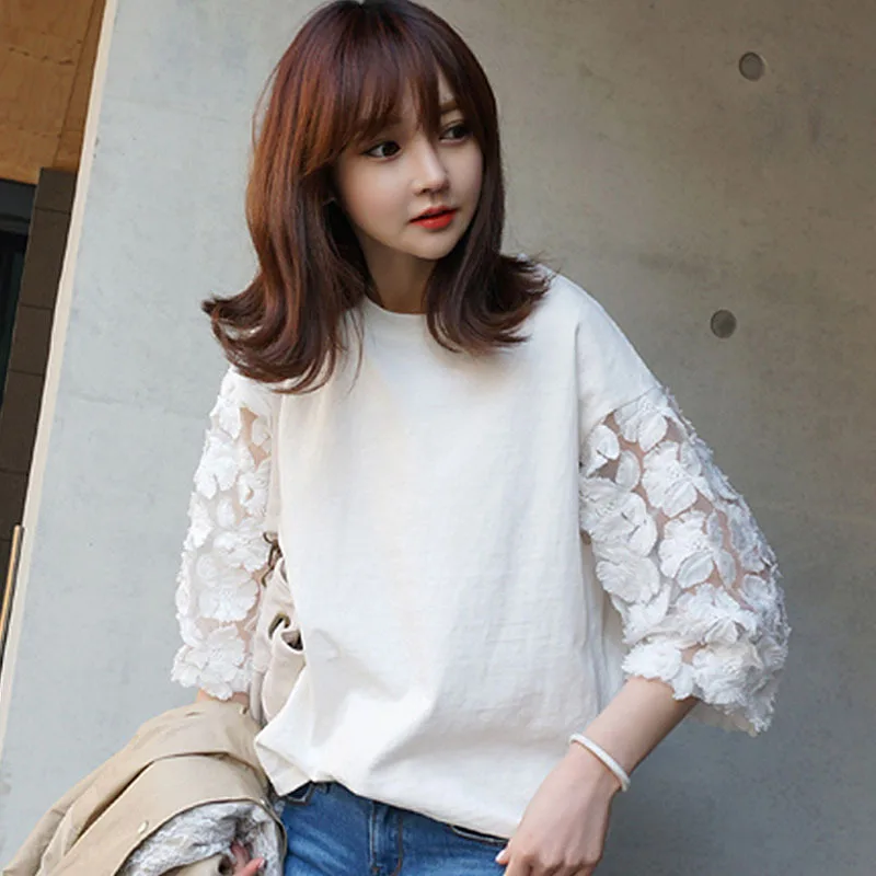 Mr.nut summer new loose thin seven-point sleeves Korean version of the wild lace bottoming shirt
Mr.nut summer new loose thin seven-point sleeves Korean version of the wild lace bottoming shirt