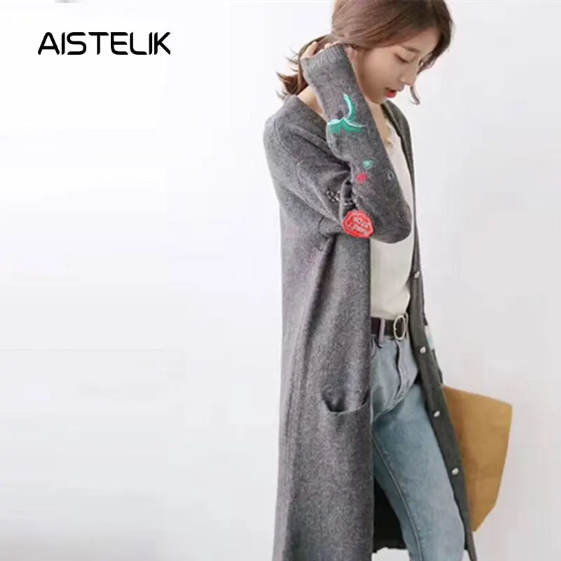 2019 autumn and winter new women's European and American style embroidery flowers knit cardigan long sweater women's temperament
2019 autumn and winter new women's European and American style embroidery flowers knit cardigan long sweater women's temperament