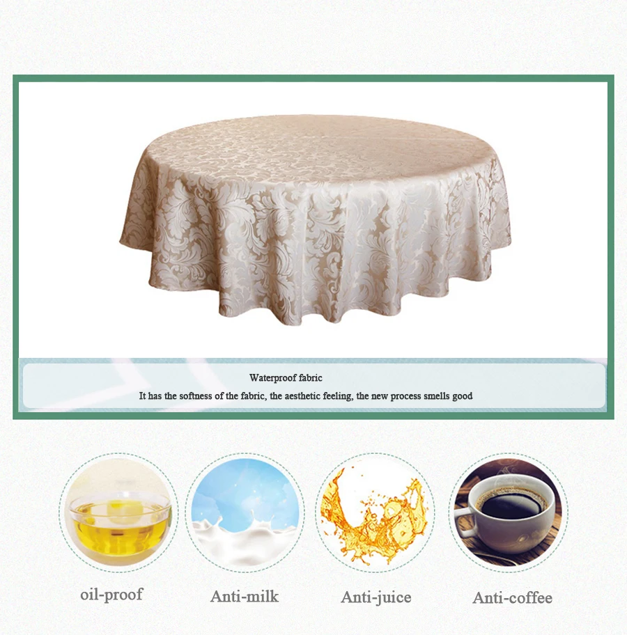 UFRIDAY New Round Rectangle Tablecloth Leaves Jacquard Waterproof Polyester Fabric Table Cover for Living Room Hotel Restaurant 5