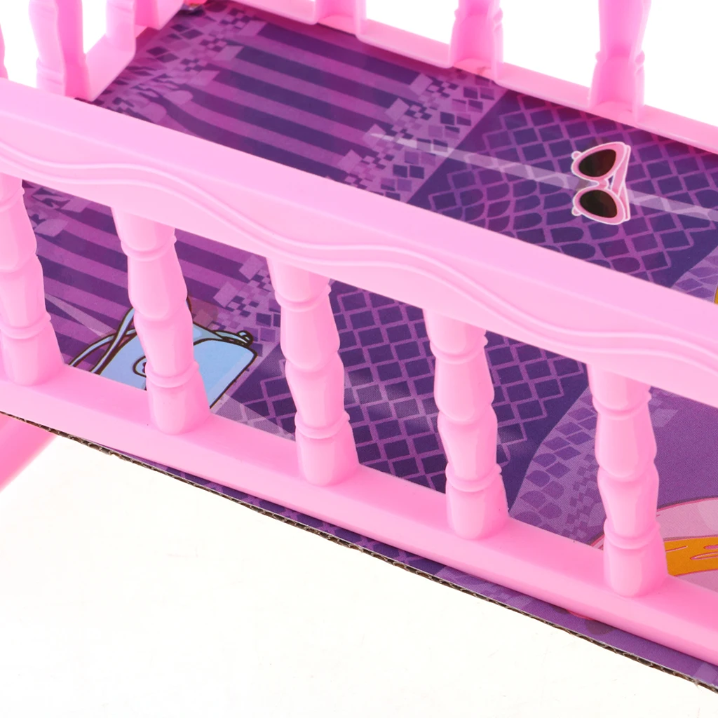 Sweet plastic rocking bed baby doll cradle model for 20cm dolls house or nursery bedroom furniture Pink