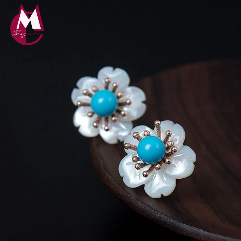 100% 925 Sterling Silver Earrings For Women Ethnic Natural Turquoise Shell Flower Christmas Earrings Wedding Fine Jewelry YE98 
100% 925 Sterling Silver Earrings For Women Ethnic Natural Turquoise Shell Flower Christmas Earrings Wedding Fine Jewelry YE98