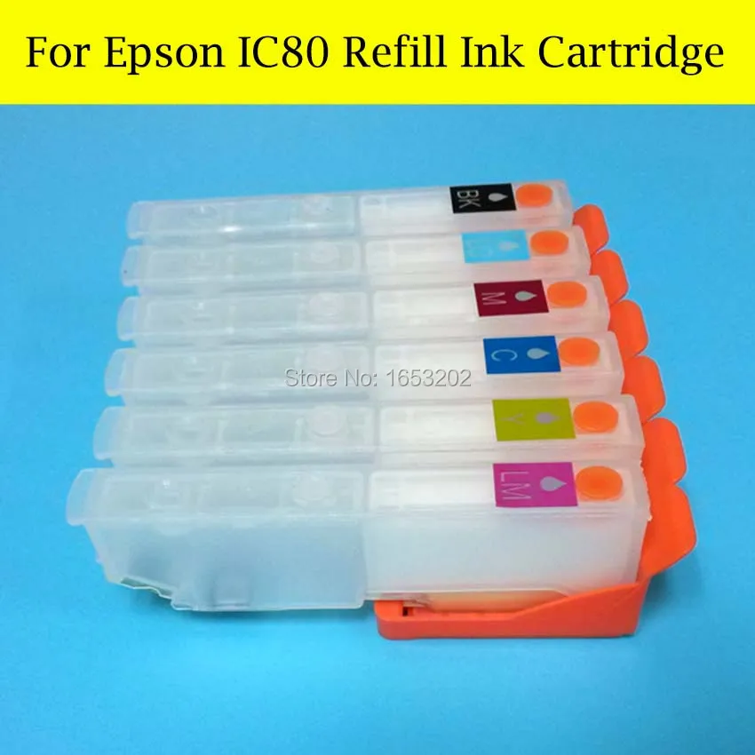 6 Color/set Empty Refill Ink Cartridge IC80 For Epson EP-907F EP-977A EP-807AW/AB/AR EP-777A EP-707A Printer With ARC Chip
6 Color/set Empty Refill Ink Cartridge IC80 For Epson EP-907F EP-977A EP-807AW/AB/AR EP-777A EP-707A Printer With ARC Chip
