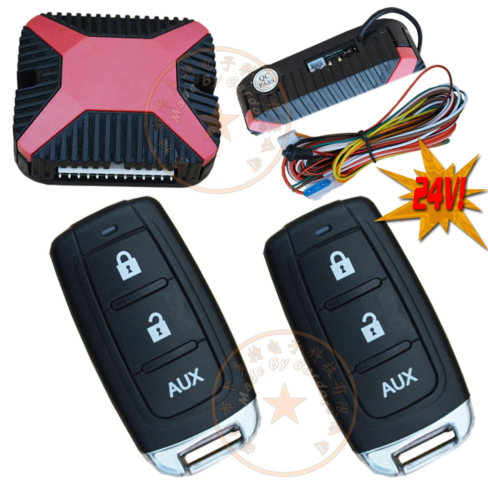 24V remote keyless entry remote central lock or unlock car door universal model fitting 24V vehicles LED status indication
24V remote keyless entry remote central lock or unlock car door universal model fitting 24V vehicles LED status indication