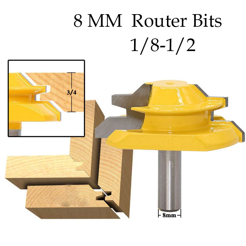 8mm Shank 45 Degree Tongue Groove Miter Milling Cutter for Wood Tenon Router Bits Trimming Woodworking 80506
8mm Shank 45 Degree Tongue Groove Miter Milling Cutter for Wood Tenon Router Bits Trimming Woodworking 80506