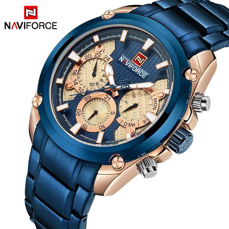 NAVIFORCE Топ люксовый бренд часы мужские модные спортивные кварцевые 24 часа дата