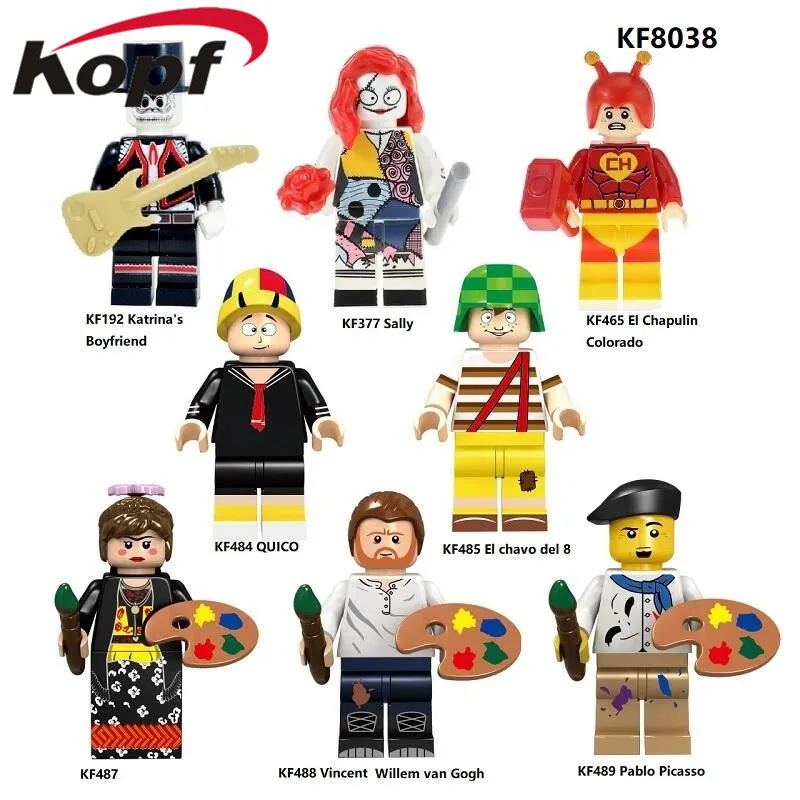 50Pcs Wholesales Building Blocks Super Heroes Sally El Chapulin Colorado Chavo Del 8 Pablo Picasso Bricks Children Toys KF8038
50Pcs Wholesales Building Blocks Super Heroes Sally El Chapulin Colorado Chavo Del 8 Pablo Picasso Bricks Children Toys KF8038