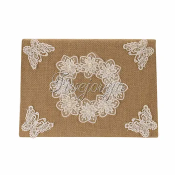 Burlap Fabric Wedding Guest Book 16cm x 25cm Lace Flowers Butterfies Pearls for Birthday Party Reception Wedding Decor Gifts
Burlap Fabric Wedding Guest Book 16cm x 25cm Lace Flowers Butterfies Pearls for Birthday Party Reception Wedding Decor Gifts