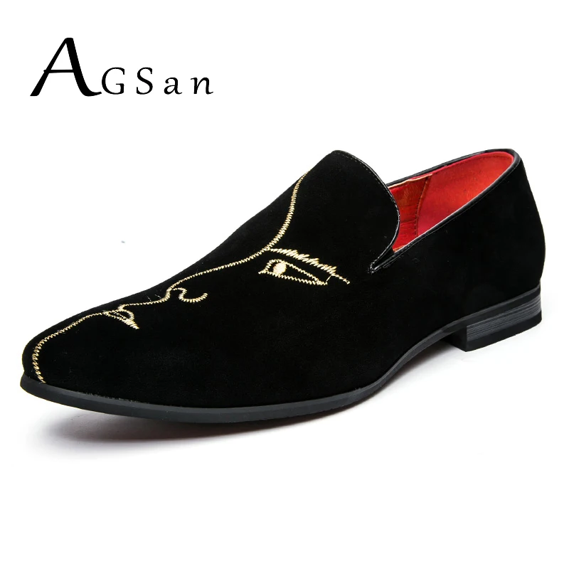 AGSan 2018 spring men loafers black embroidery face pattern men velvet shoes handmade luxury brand party and wedding dress shoes
AGSan 2018 spring men loafers black embroidery face pattern men velvet shoes handmade luxury brand party and wedding dress shoes