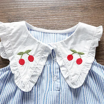 Girl's Sleeveless Little Cherry Thin Blue Stripes Design 100% Cotton Summer Clothing Sets Princess Baby Girl Summer Clothing
Girl's Sleeveless Little Cherry Thin Blue Stripes Design 100% Cotton Summer Clothing Sets Princess Baby Girl Summer Clothing