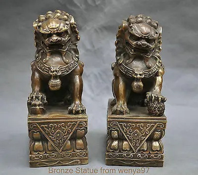 2PCS 10'' China Folk Collection Brass Door Protector Guardian Foo Dog Lion One Pair Garden Decoration 100% real Brass Bronze
2PCS 10'' China Folk Collection Brass Door Protector Guardian Foo Dog Lion One Pair Garden Decoration 100% real Brass Bronze