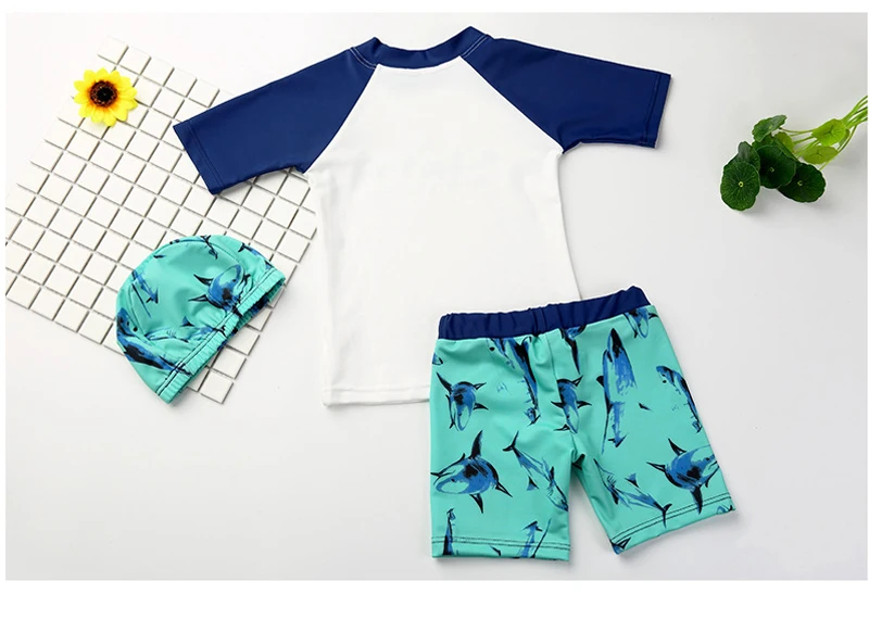 Baby Boy Swimwear Kids Bathing Surfing Clothing 4pcs With Glasses Sharks Swimsuit Children Beach Wear UV Protect Summer Bodysuit_07.jpg