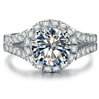

Dazzle Brilliant 2Ct Diamonds Engagement Ring for Her Solid 925 Sterling Silver Ring White Gold Color Jewelry