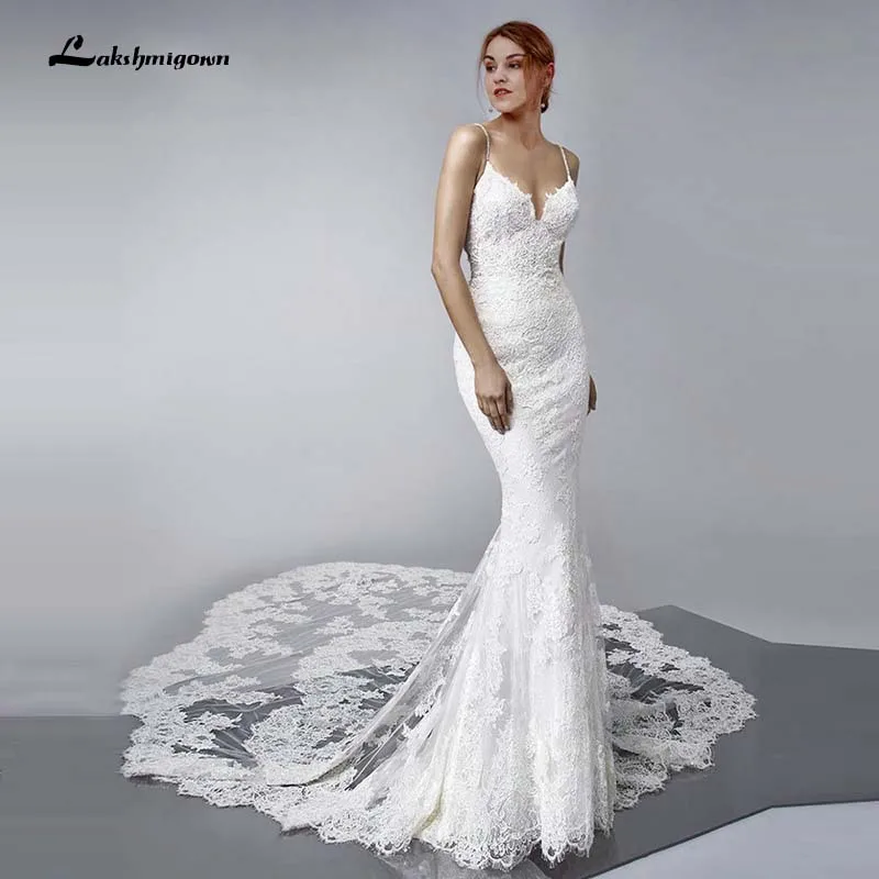 Spaghetti Straps Mermaid Lace Wedding Dresses 2019 Luxury Sexy Open Back Sweetheart Long Train Bridal Gown Two Layers
Spaghetti Straps Mermaid Lace Wedding Dresses 2019 Luxury Sexy Open Back Sweetheart Long Train Bridal Gown Two Layers
