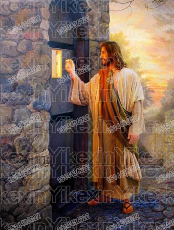 Diamond Embroidery Jesus Came Knocking Door 5d Diy Diamond Painting Christian Series Full Circular Drill Painting
