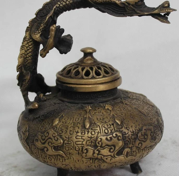 5"Chinese China Bronze Lifelike Lucky Dragon beast Statue Incense Burner Censer
5"Chinese China Bronze Lifelike Lucky Dragon beast Statue Incense Burner Censer