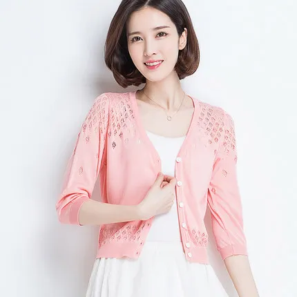 2019 Summer Fashion Women Thin Section Coat Short Paragraph Hollow Knitwear Small Shawl 7 Points Sleeve
2019 Summer Fashion Women Thin Section Coat Short Paragraph Hollow Knitwear Small Shawl 7 Points Sleeve