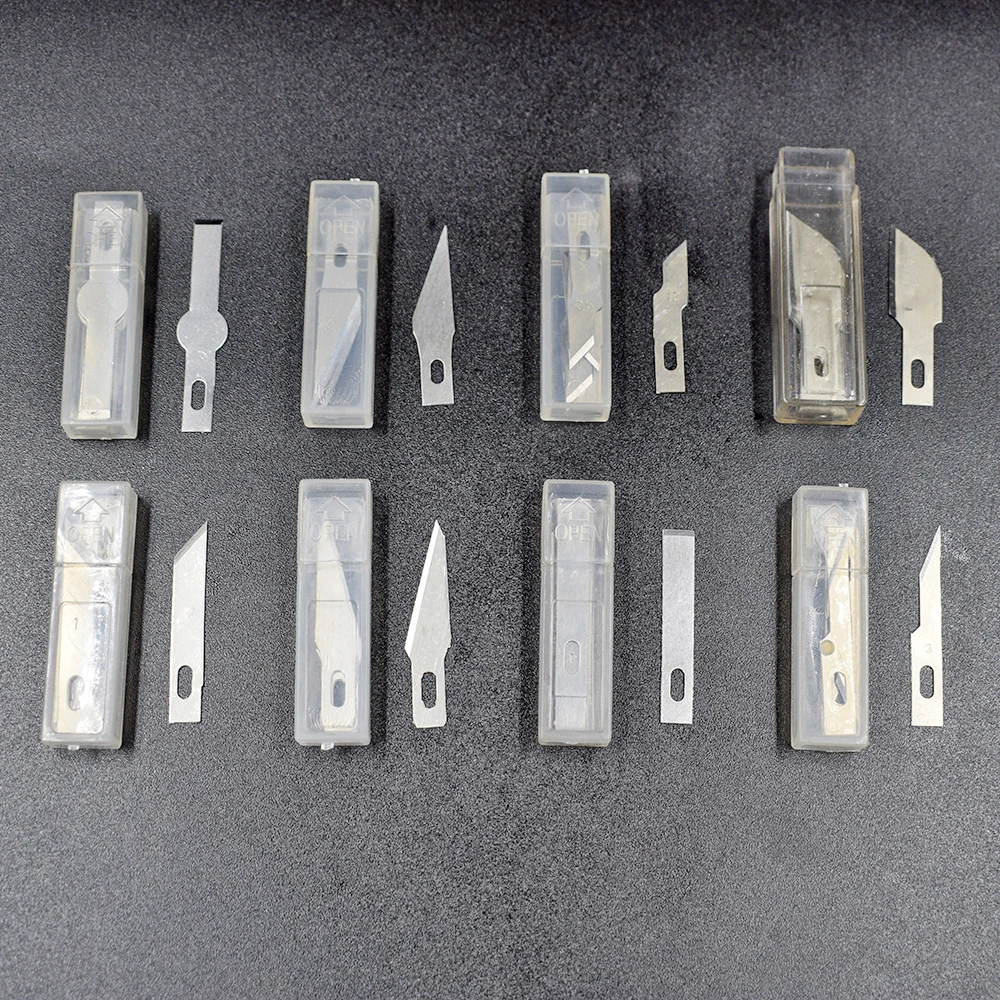 80PCS 8 Different Stainless Steel Blades Art Hobby Knife Wood Carving Tools Crafts Sculpting Tool Engraving PCB Repair
80PCS 8 Different Stainless Steel Blades Art Hobby Knife Wood Carving Tools Crafts Sculpting Tool Engraving PCB Repair