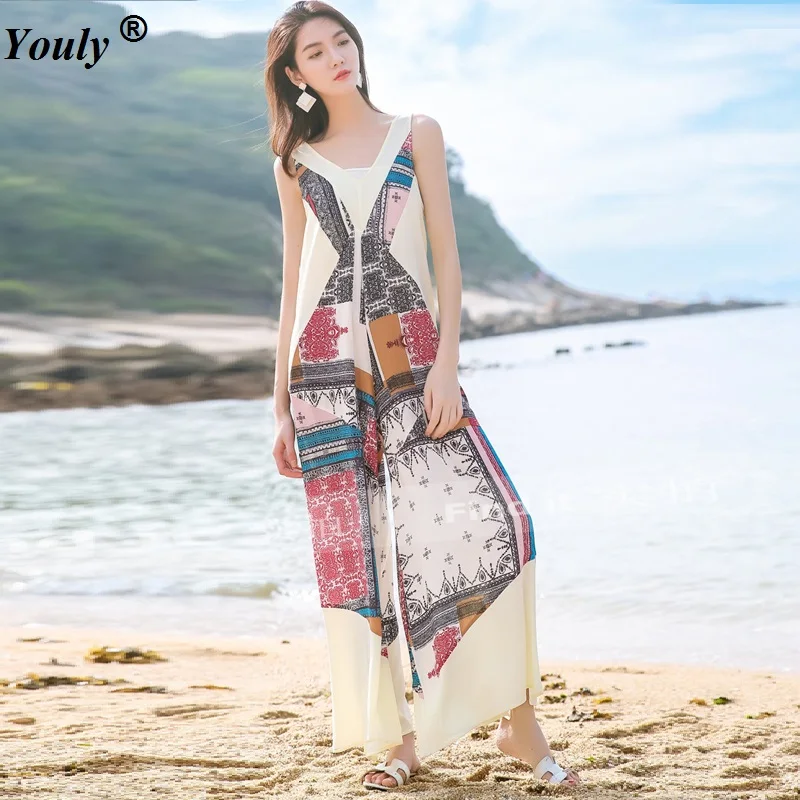 Vintage Chiffon Jumpsuit Women Sexy sleeveless V-Neck Printed Boho Jumpsuit Elegant Casual Wide Pants Jumpsuit Long Playsuits
Vintage Chiffon Jumpsuit Women Sexy sleeveless V-Neck Printed Boho Jumpsuit Elegant Casual Wide Pants Jumpsuit Long Playsuits