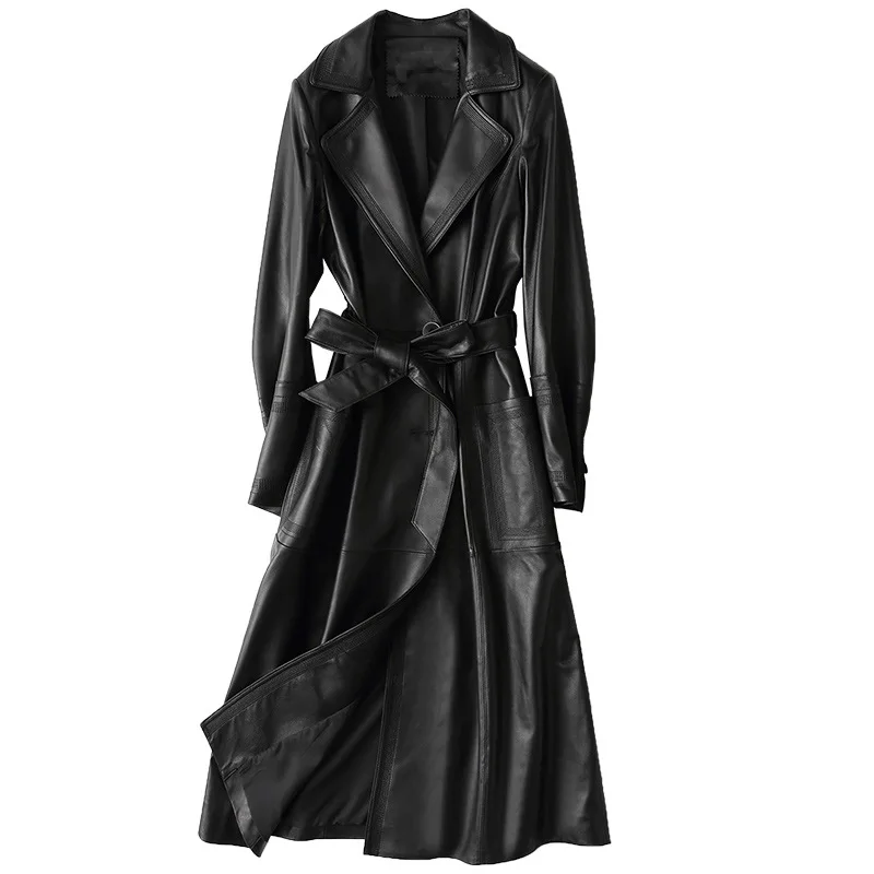 Autumn Women Motorcycle Genuine Leather Long Jacket Office Ladies Belted Slim Fit Sheepskin Leather Trench Coat Sashes Overcoat
Autumn Women Motorcycle Genuine Leather Long Jacket Office Ladies Belted Slim Fit Sheepskin Leather Trench Coat Sashes Overcoat