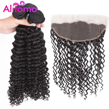 Alitomo Deep Wave Human Hair 3 Bundles With Frontal 13* 4 100% Remy Hair Weave Extensions Brazilian Hair Bundles With Closure
Alitomo Deep Wave Human Hair 3 Bundles With Frontal 13* 4 100% Remy Hair Weave Extensions Brazilian Hair Bundles With Closure