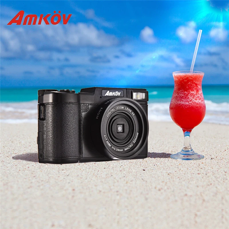 

AMKOV AMK-R2 3.0" TFT LCD 1080P HD 4 Times Digital Zoom 24MP Digital SLR DV Recorder Camera +Wide-angle Lens Mini Digital Camera
