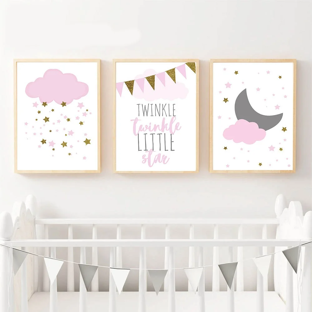 Kawaii Pink Twinkle Star Cloud Nursery Poster Nordic Wall Art Canvas Prints Painting Picture Children Room Decoration Home Decor
Kawaii Pink Twinkle Star Cloud Nursery Poster Nordic Wall Art Canvas Prints Painting Picture Children Room Decoration Home Decor