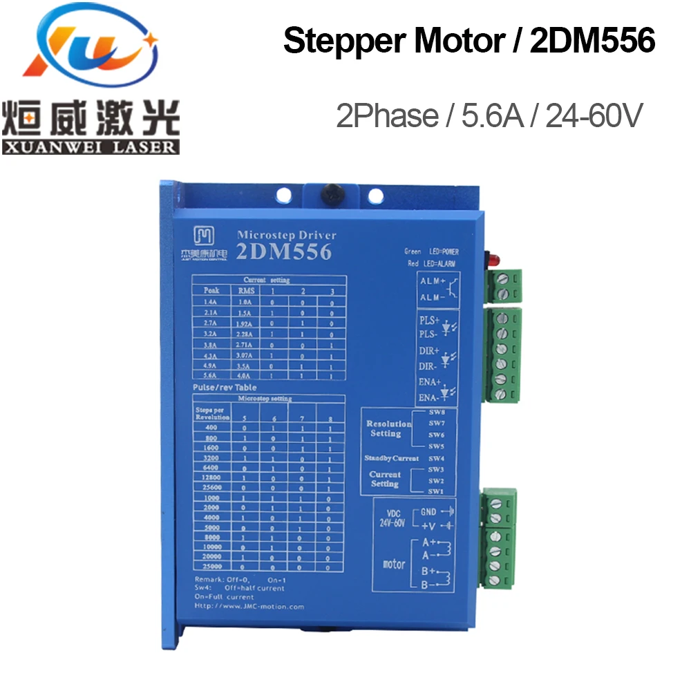 2DM556 2 phase NEMA23 stepper motor driver 32bit DSP DC36V 5.6A JMC replace leadshine DM556 Stepper Motor Driver
2DM556 2 phase NEMA23 stepper motor driver 32bit DSP DC36V 5.6A JMC replace leadshine DM556 Stepper Motor Driver