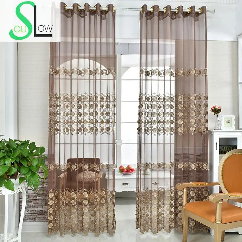 Coffee Yarn Mesh Screens Living Room Bedroom Study Embroidered Floral Voile Curtains Luxury Curtain Fabric Sheer Tulle Europe
Coffee Yarn Mesh Screens Living Room Bedroom Study Embroidered Floral Voile Curtains Luxury Curtain Fabric Sheer Tulle Europe