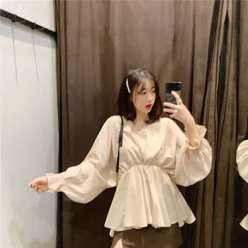 Women Spring Summer Shirts New Korean Fashion Long Lantern Sleeved Blouse Deep V Neck Waisted Slim Tops Designed Fairy Blusa
Women Spring Summer Shirts New Korean Fashion Long Lantern Sleeved Blouse Deep V Neck Waisted Slim Tops Designed Fairy Blusa