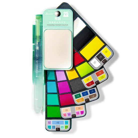 Superior 18/25Color Solid Watercolor Set Portable Pigment Paint With Water Brush Bright Color for Students Draw Painting Outdoor
Superior 18/25Color Solid Watercolor Set Portable Pigment Paint With Water Brush Bright Color for Students Draw Painting Outdoor