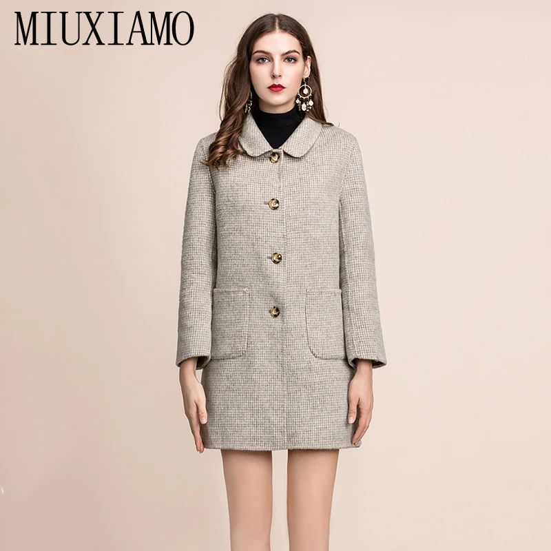 MIUXIMAO TOP QUALITY 2019 fall Winter coat 100% Pure Wool Single Breasted Over Coat Women Long Coat vestidos with Pocket
MIUXIMAO TOP QUALITY 2019 fall Winter coat 100% Pure Wool Single Breasted Over Coat Women Long Coat vestidos with Pocket