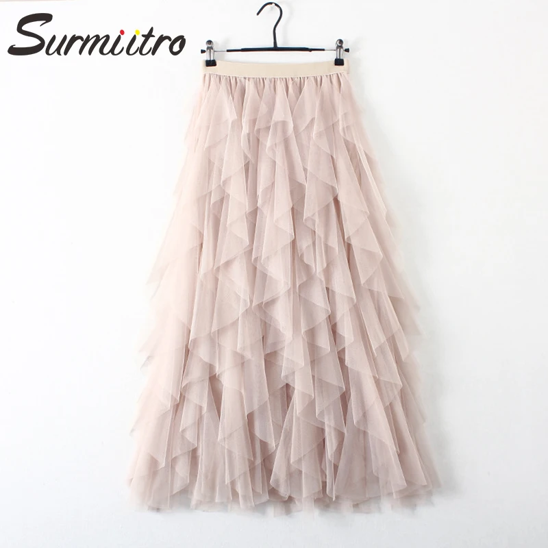 Irregular Tulle Skirt Women 2018 Autumn Winter Fashion Korean Elegant High Waist Pleated Skirt Female A-line Long Maxi Skirt
Irregular Tulle Skirt Women 2018 Autumn Winter Fashion Korean Elegant High Waist Pleated Skirt Female A-line Long Maxi Skirt