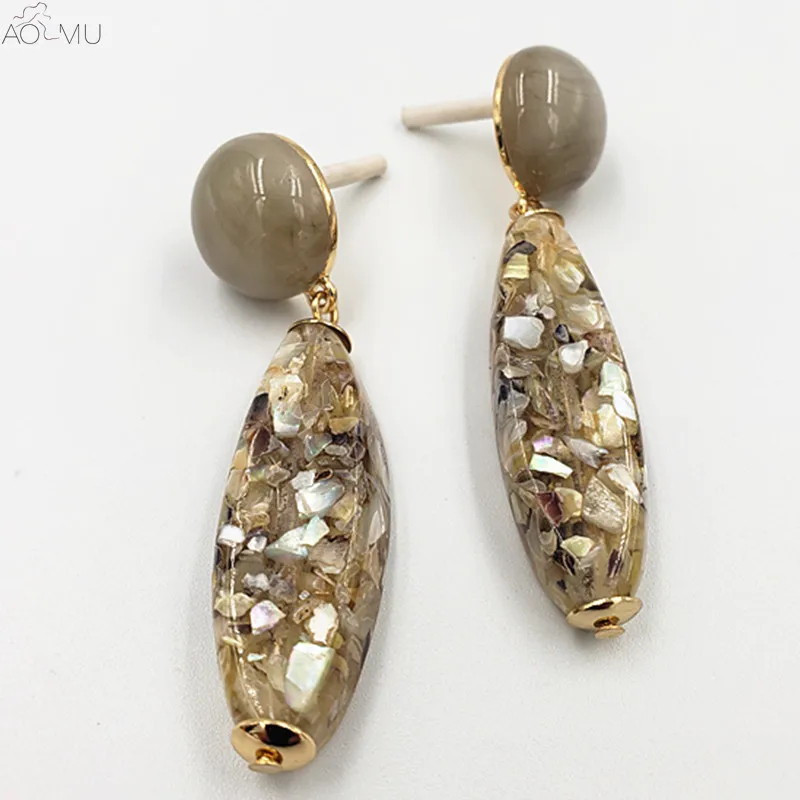 AOMU Fashion Colorful Shell Geometric Irregular Three-dimensional Dangle Resin Drop Earring for Women Girl Brincos
AOMU Fashion Colorful Shell Geometric Irregular Three-dimensional Dangle Resin Drop Earring for Women Girl Brincos